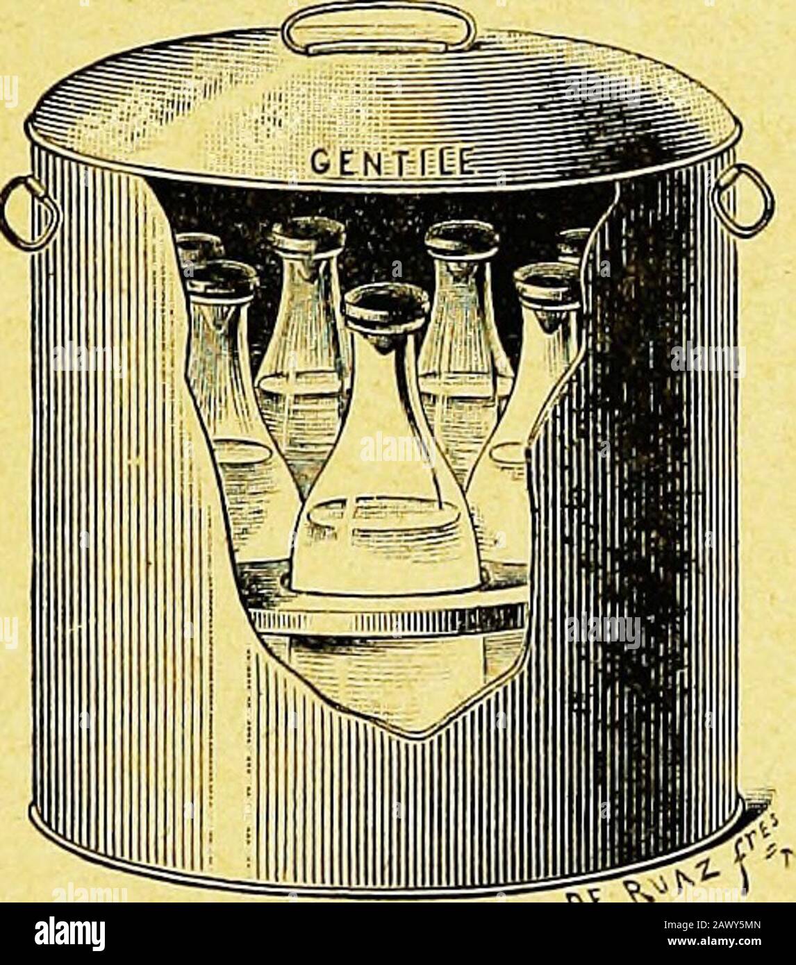 Précis des maladies des enfants . minutes stérilise suffisammentle lait; elle le concentre toutefois un peu ; elle altère un peu le goûtdu lait, en provoquant lévaporation des substances volatiles et,sans doute aussi, en modifiant de façon encore mal déterminée lesélémenls albuminoïdes les plus fragiles du lait. On évite en partie ALIMENTATION 53 ces légers inconvénients en employant la stérilisation au bain-marie à leau bouillante ou soxhlétisation. Le lait bout à 101 ou 102°;en plongeant dans leau bouillante des bouteilles le contenant, onle porte aux environs de 100°, température suffisant Stock Photo