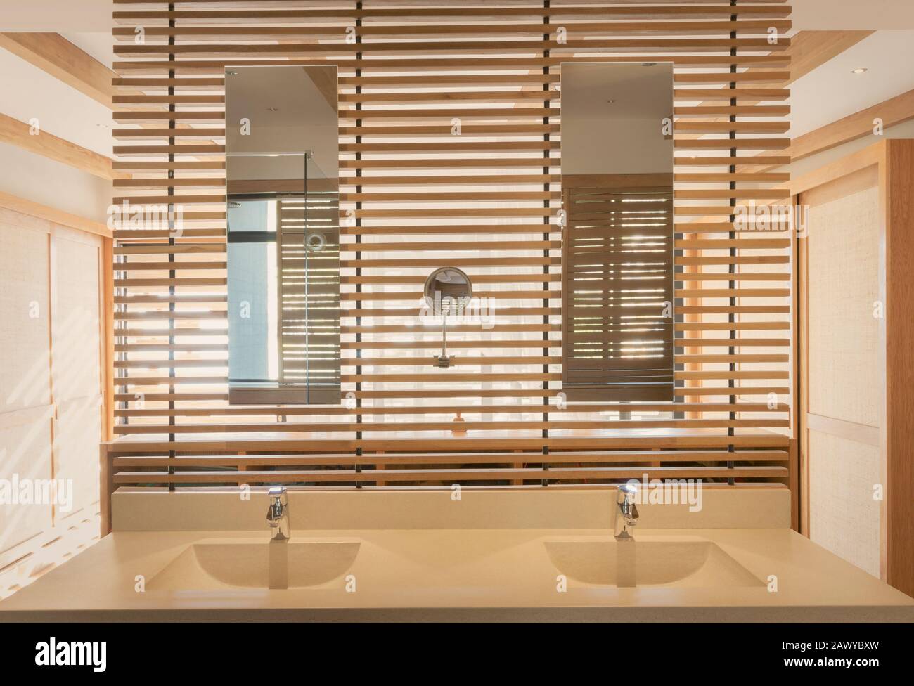 Double Vanity Sinks And Mirror In Modern Luxury Home Showcase