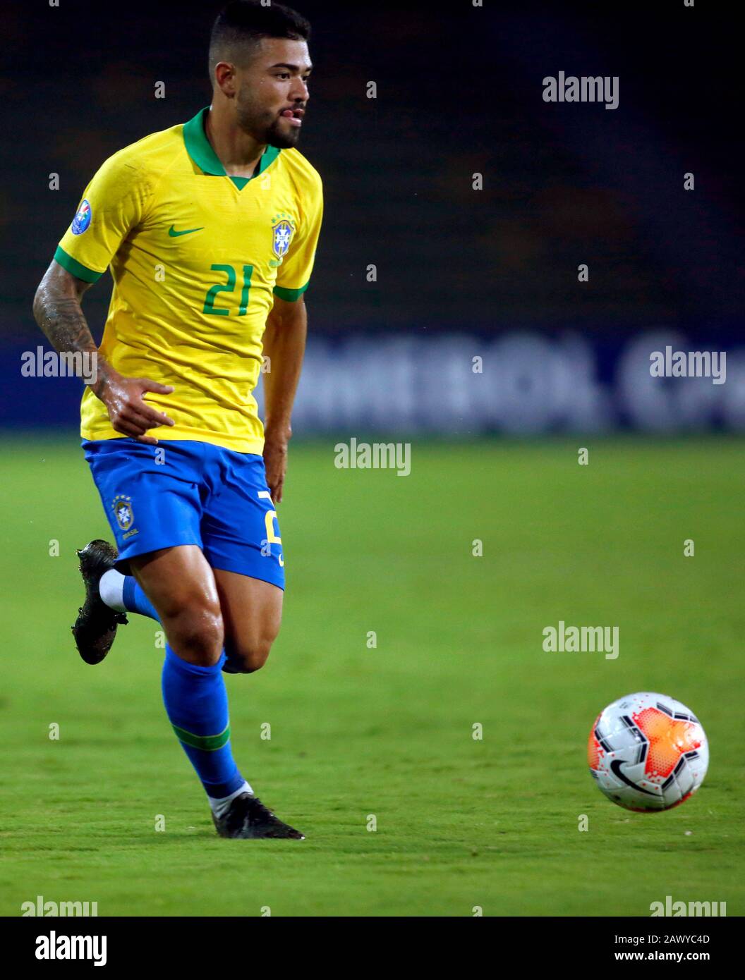 ARMENIA, COLOMBIA - JANUARY 31 : Bruno Vinicius Souza Ramos ' Bruno Tabata ' of Brazil on action ,during a match between Brazil U23 and Paraguay U23 as part of CONMEBOL Preolimpico 2020 at Estadio Centenario on January 31, 2020 in Armenia, Colombia.(MB Media) Stock Photo