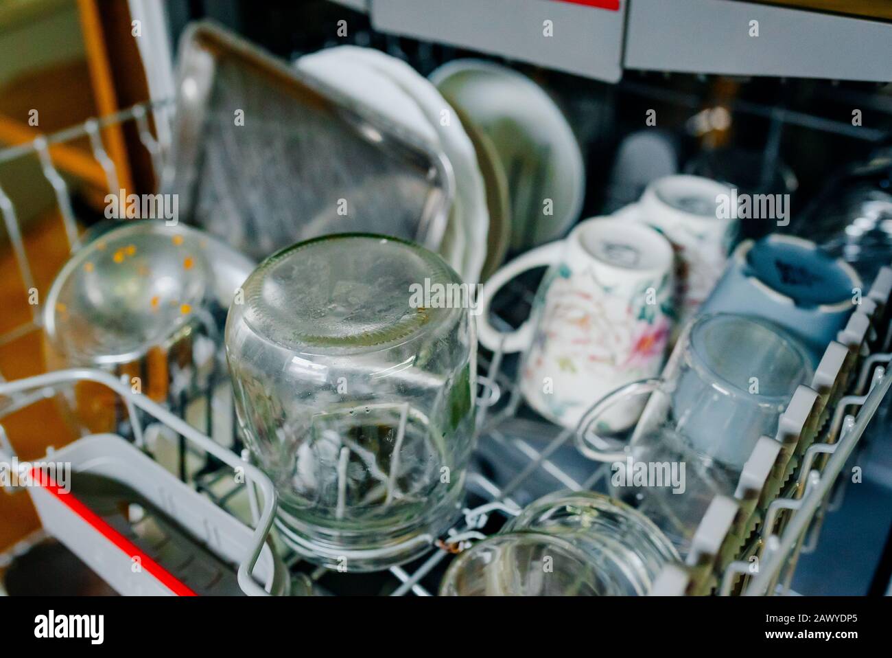 dirty dishes in the dishwasher Stock Photo Alamy