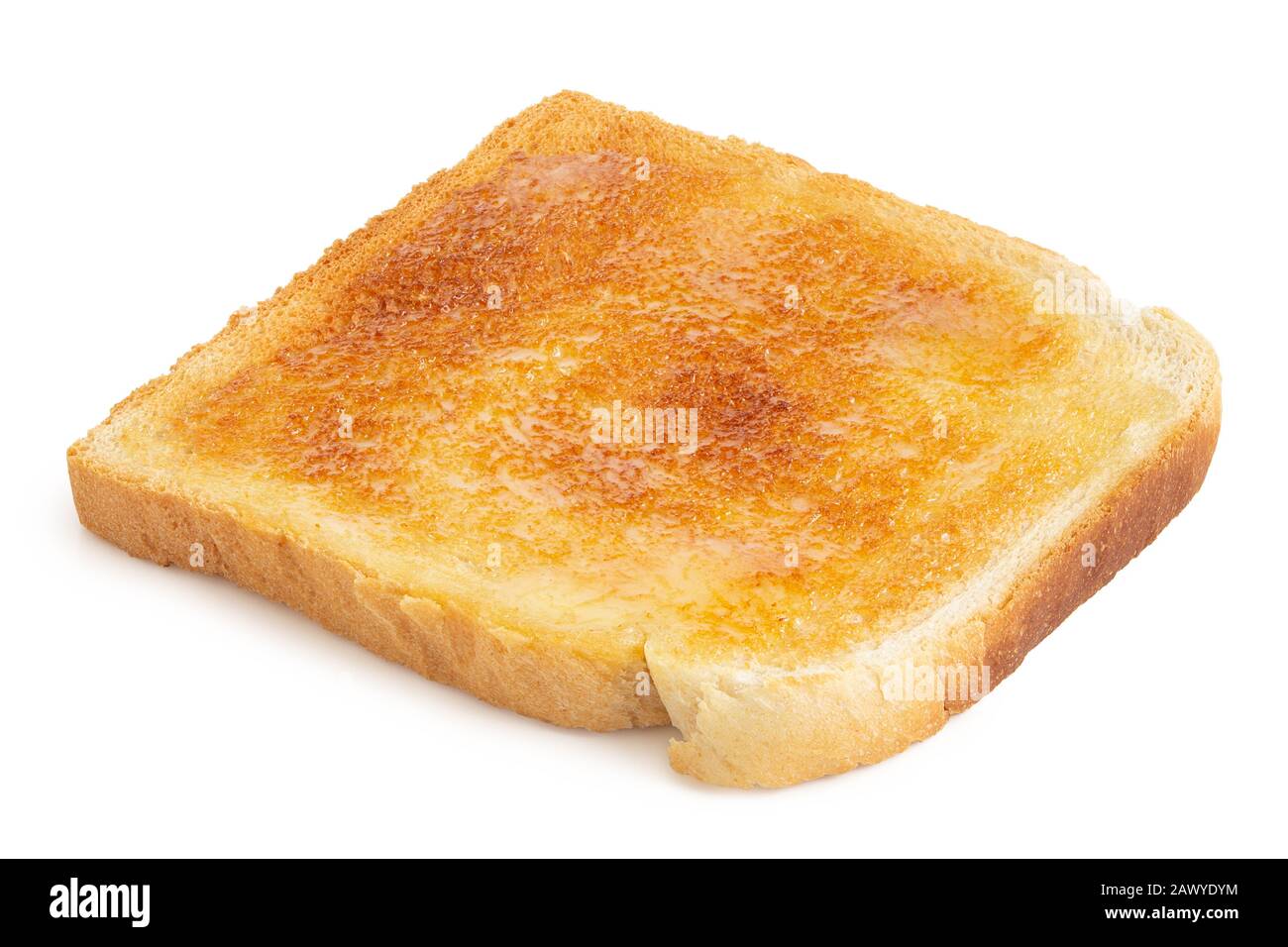 Single Slice Of White Toast Spread With Butter Isolated On White Stock Photo Alamy