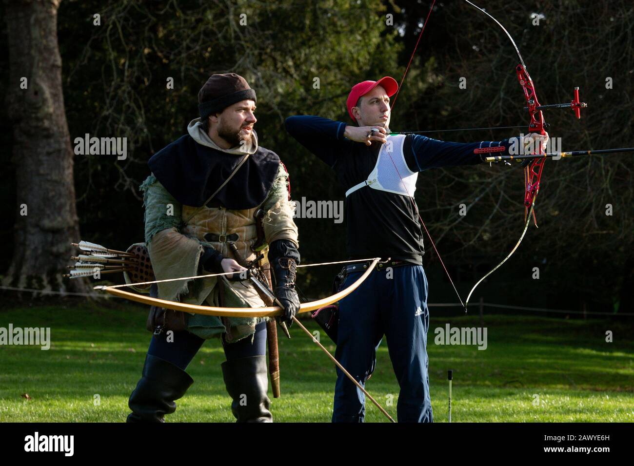 Team GB Olympic archery hopeful Tom Hall (right) pits his skills