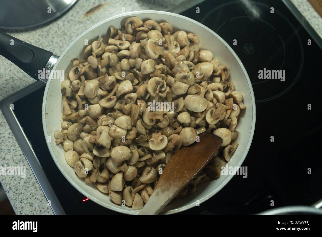 Roasted Mushrooms on Pan Stock Photo Alamy