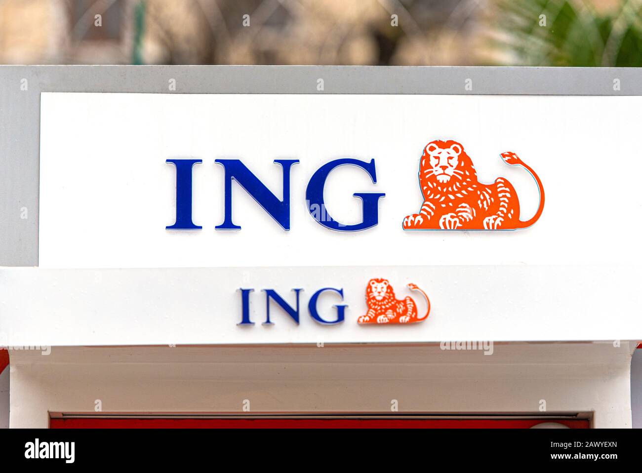 AMSTERDAM - CIRCA JANUARY: ATM of ING Bank in Amsterdam on January, 2020 in Netherlands Stock Photo