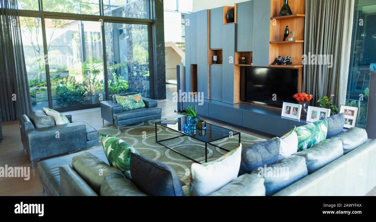 Modern luxury home showcase interior living room Stock Photo