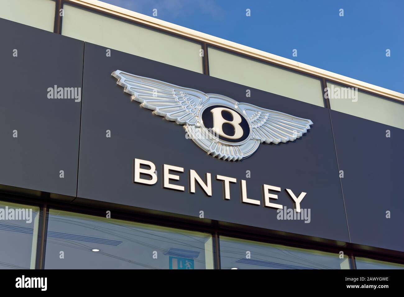 Bentley Car dealership corporate signage. Stock Photo