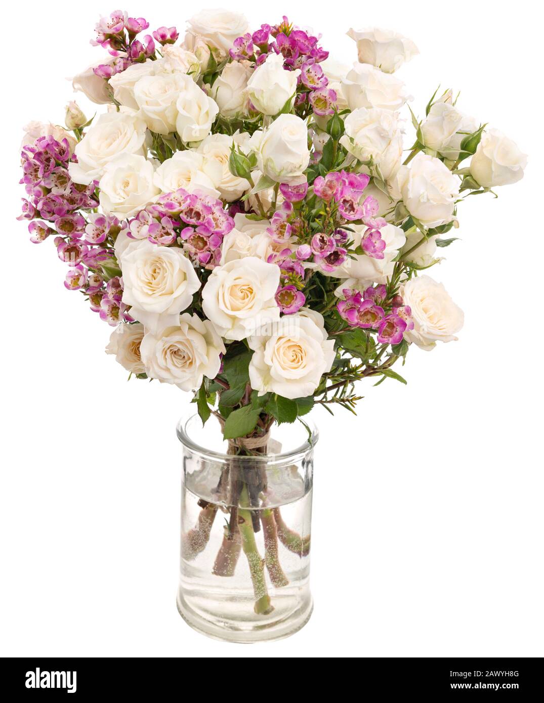 Lovely bouquet with white roses Stock Photo
