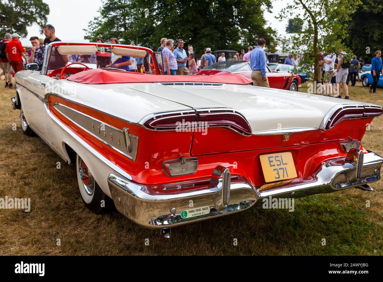 The rear view of a 1958 Edsel Citation convertible at the 2018 Goodwood ...