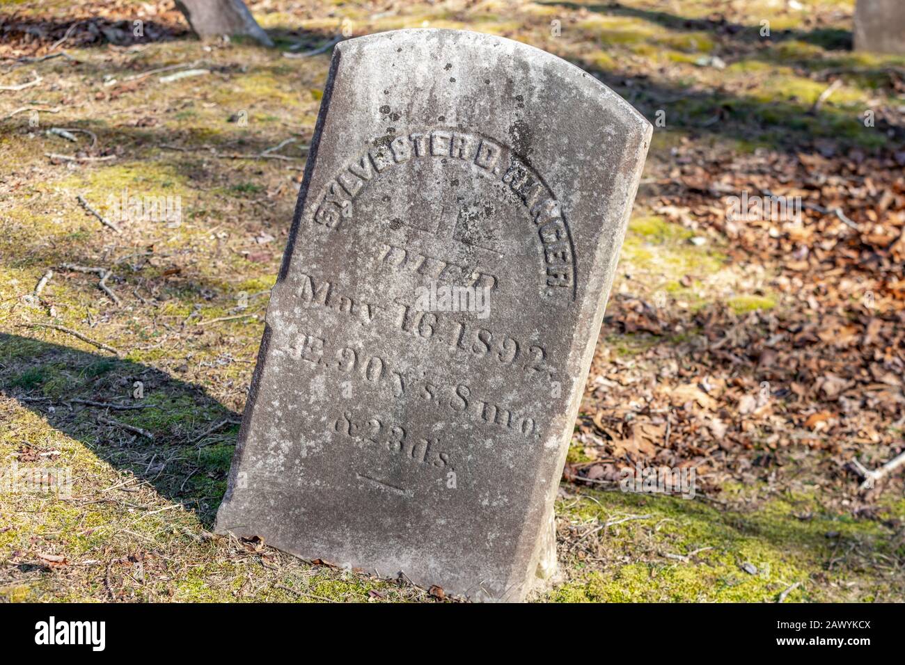 tomb stone for Sylvester D. Ranger in East Hampton, NY Stock Photo
