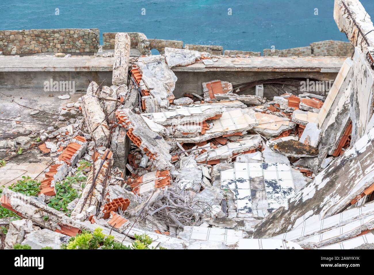 severely damaged villa in Sint Maarten Stock Photo