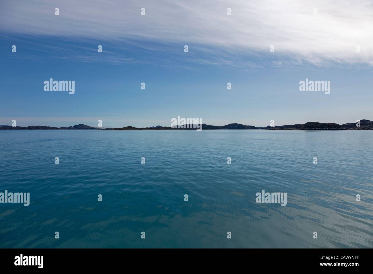 Scenic view vast blue Atlantic Ocean Greenland Stock Photo