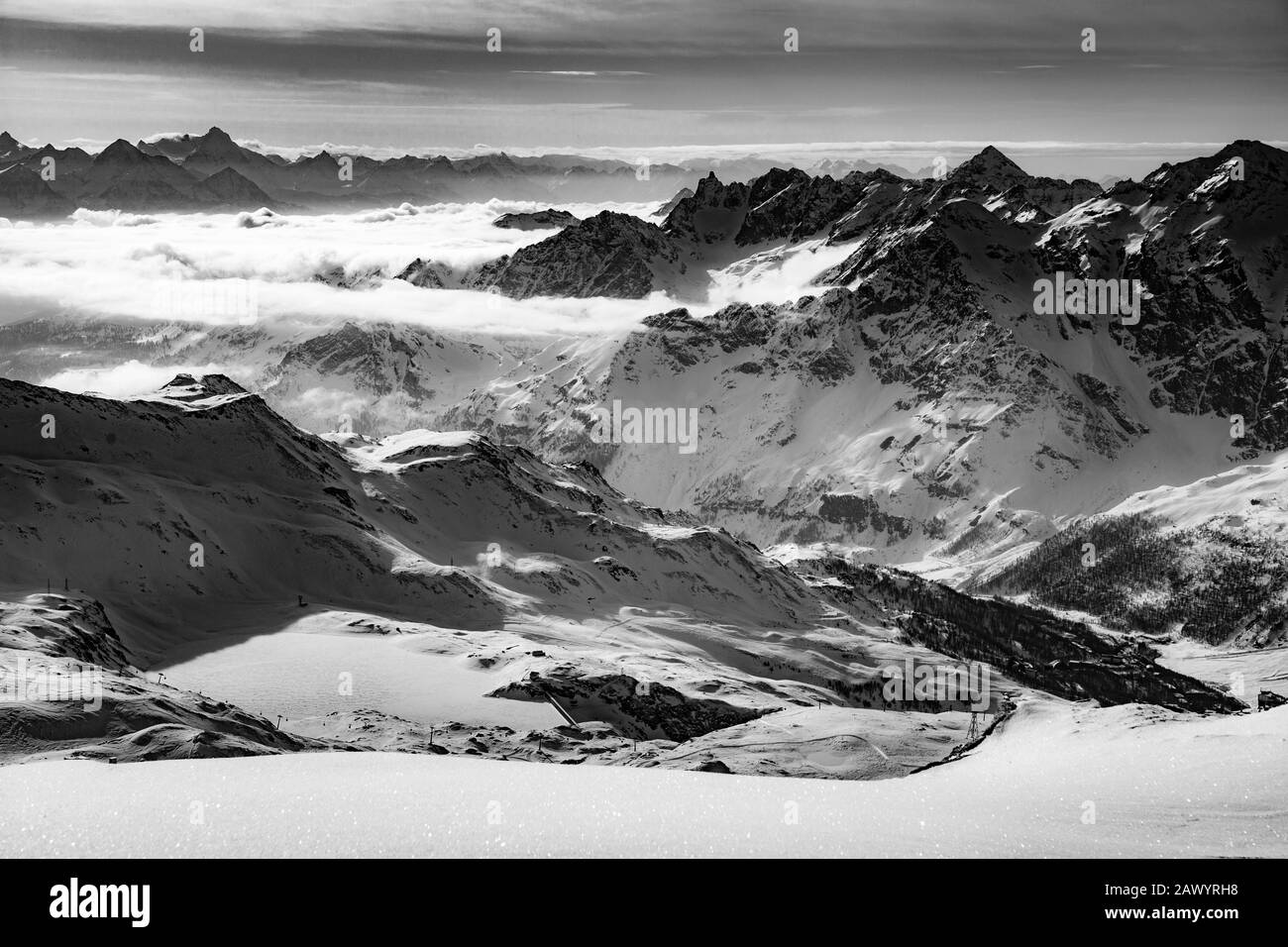 snow covered peaks in the Swiss Alps Matterhorn glacier paradise Stock Photo Alamy