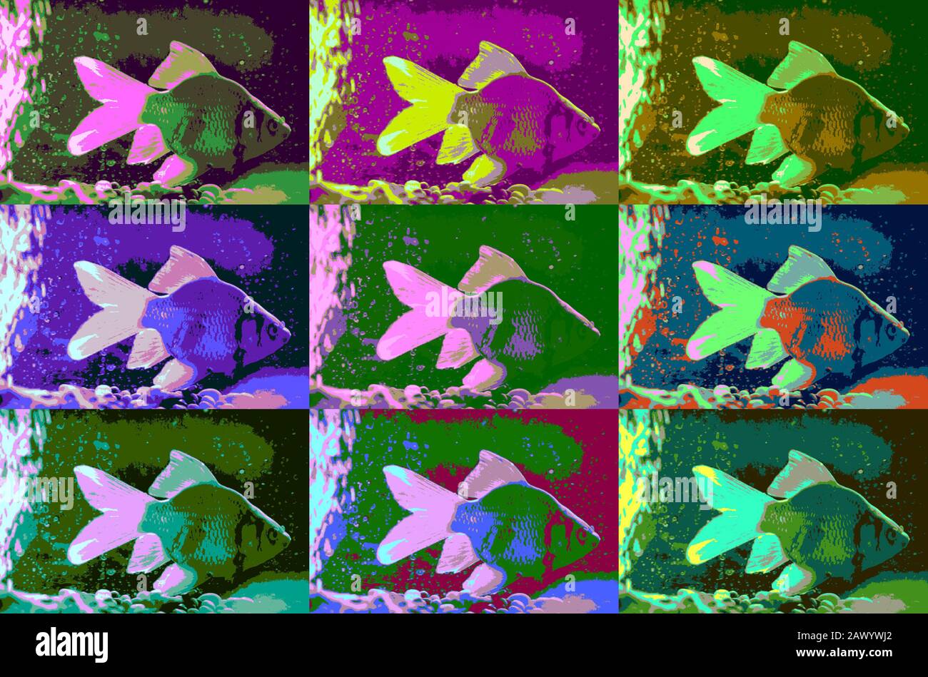 Picture of illustration multi images of abstract goldfish in fish tank Stock Photo ...