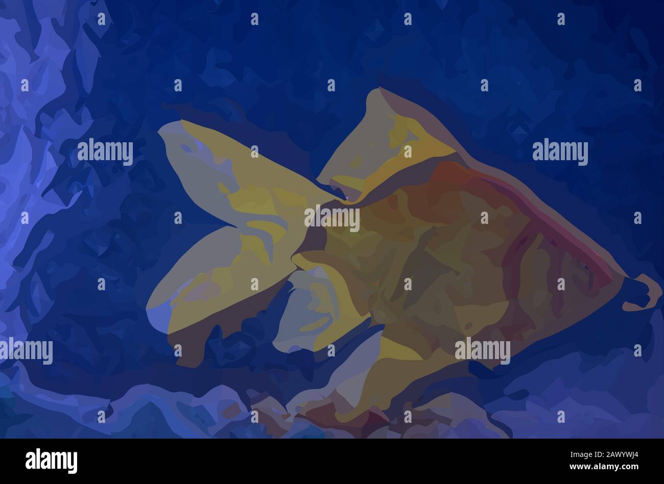 Image showcasing illustration of abstract goldfish in fish tank Stock Photo - Alamy