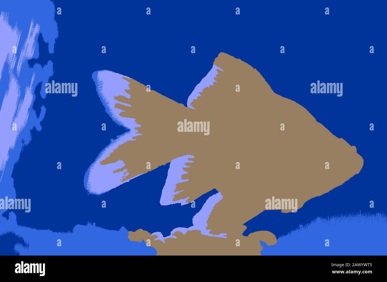 Picture of illustration of abstract goldfish in fish tank Stock Photo - Alamy