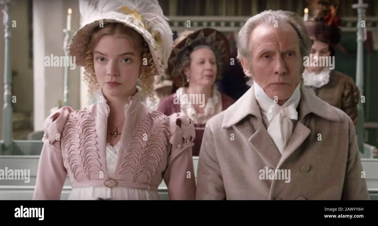 EMMA 2020 Focus Features film with Anya Taylor-Joy and Bill Nighy Stock Photo