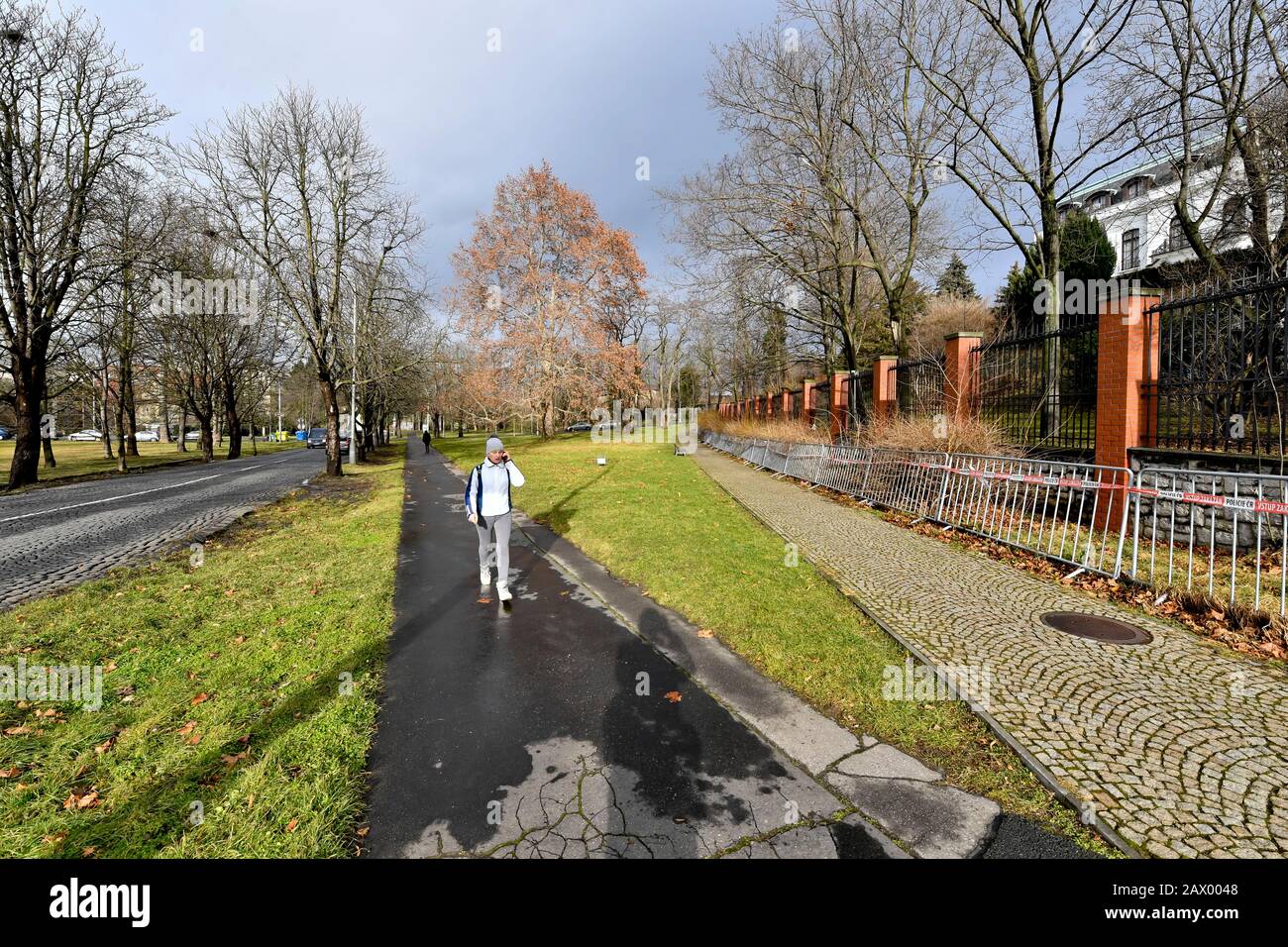 Prague, Czech Republic. 10th Feb, 2020. The Pod Kastany Square (Chestnut Trees Square) is seen in Prague, Czech Republic, on February 10, 2020. The square, where the Russian embassy is situated, will probably be renamed after the murdered Russian opposition leader Boris Nemtsov, Mayor Zdenek Hrib said on February 7. Credit: Vit Simanek/CTK Photo/Alamy Live News Stock Photo