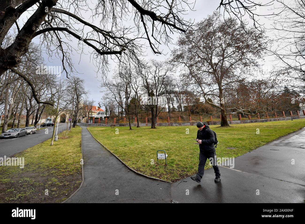 Prague, Czech Republic. 10th Feb, 2020. The Pod Kastany Square (Chestnut Trees Square) is seen in Prague, Czech Republic, on February 10, 2020. The square, where the Russian embassy is situated, will probably be renamed after the murdered Russian opposition leader Boris Nemtsov, Mayor Zdenek Hrib said on February 7. Credit: Vit Simanek/CTK Photo/Alamy Live News Stock Photo