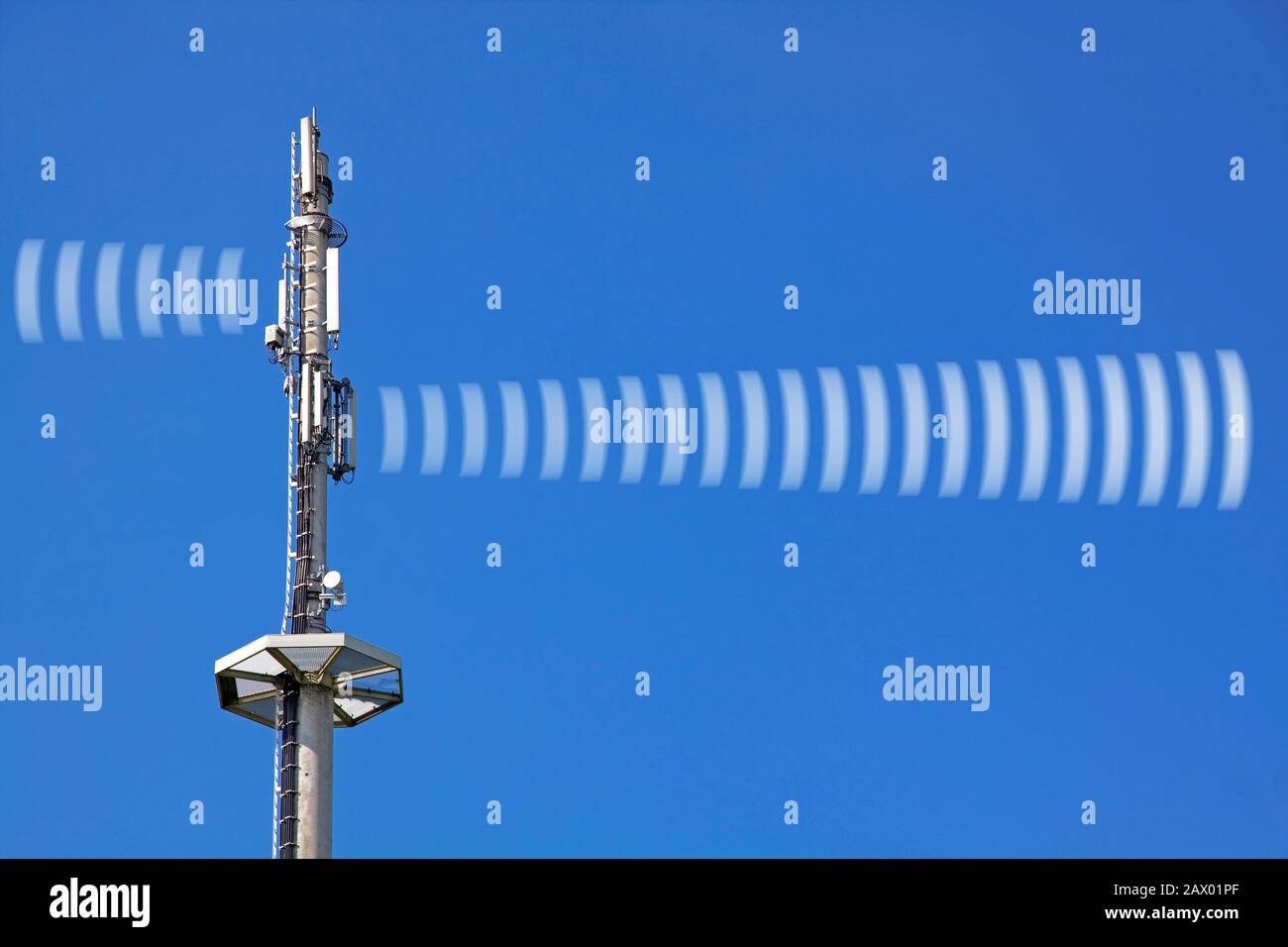 radio tower with symbolic radiation Stock Photo Alamy