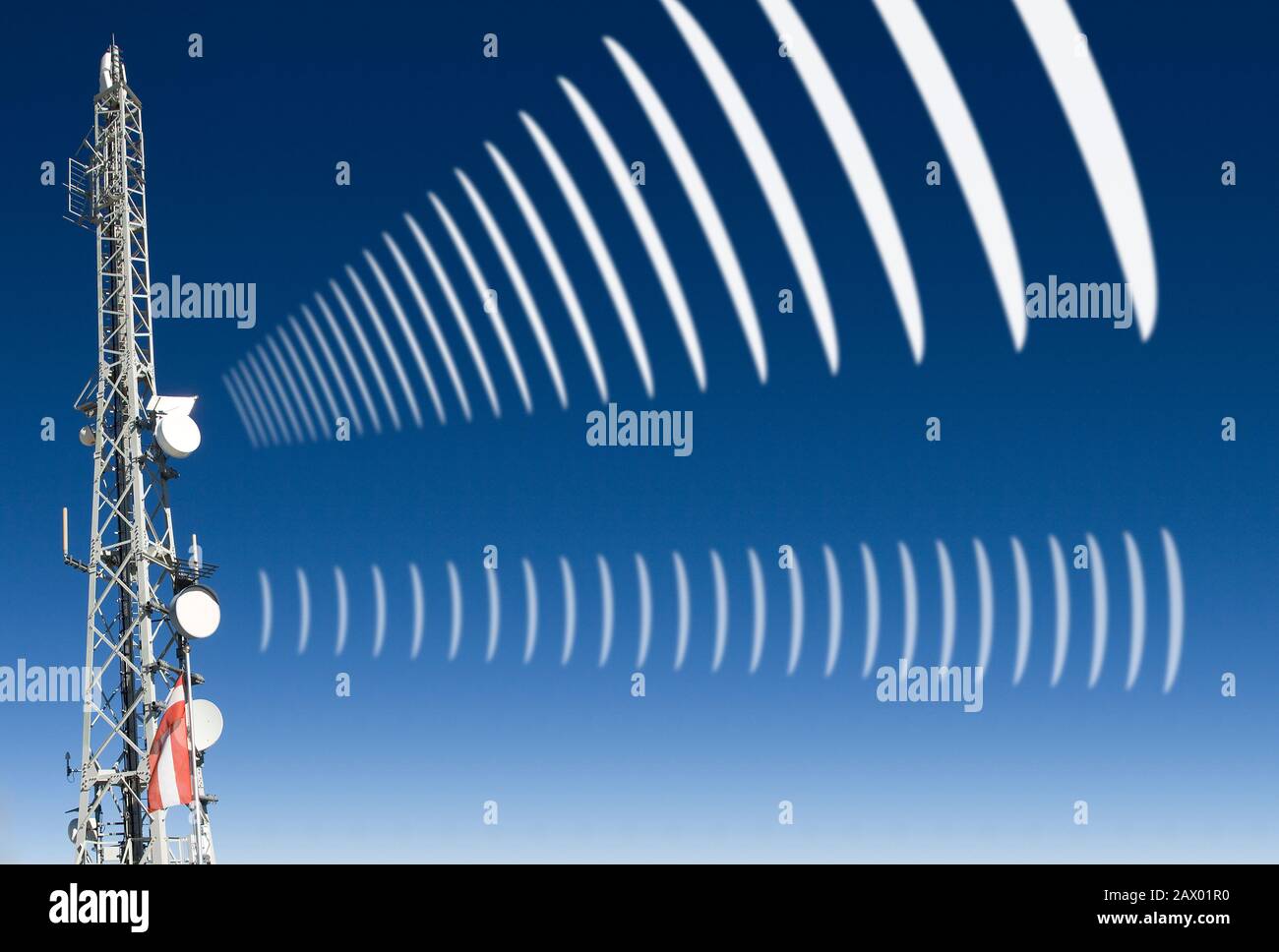 mobile radio antenna with symbolic radiation Stock Photo Alamy