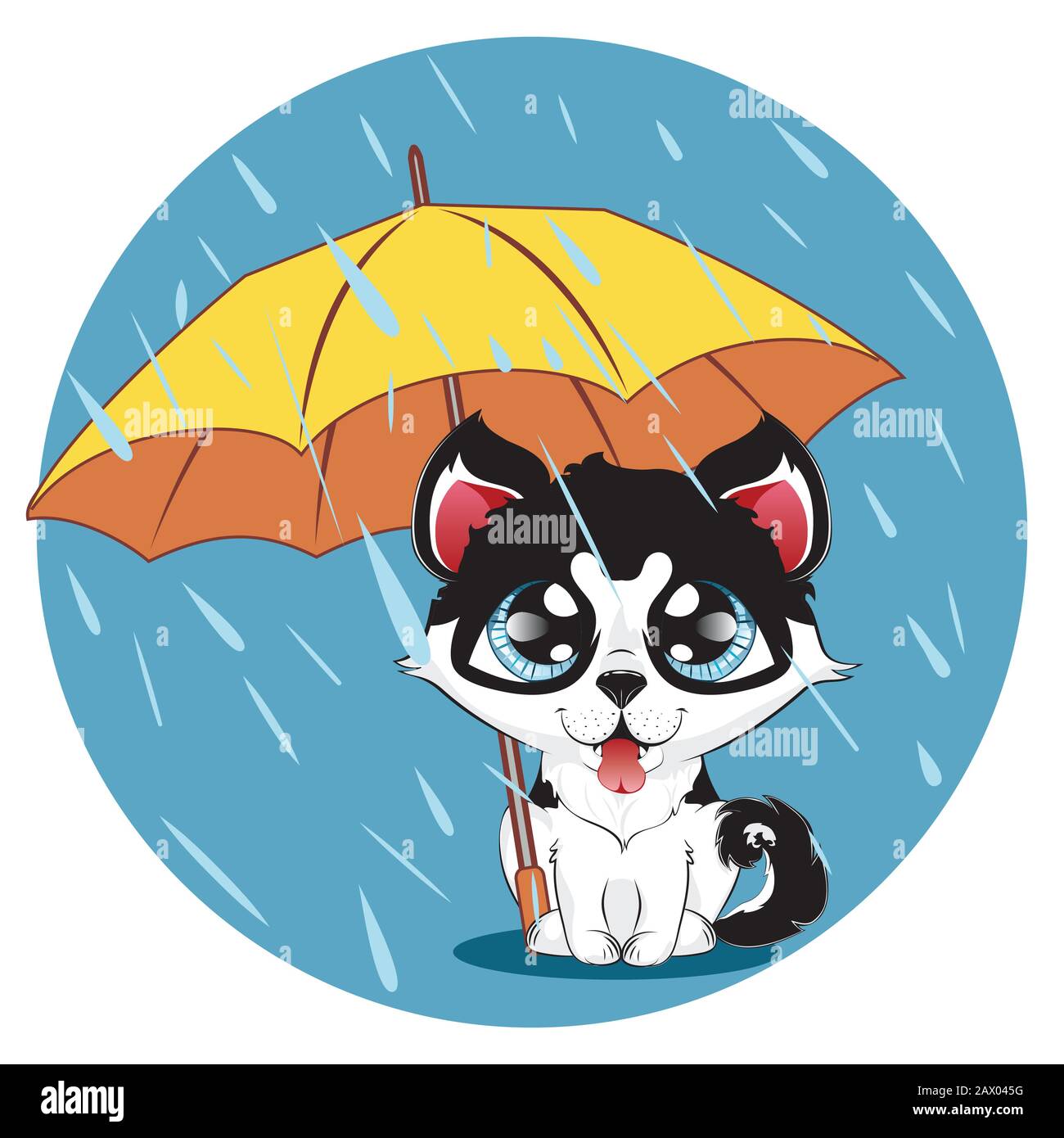 Cartoon kawaii puppy husky dog with big blue eyes Stock Vector Image ...