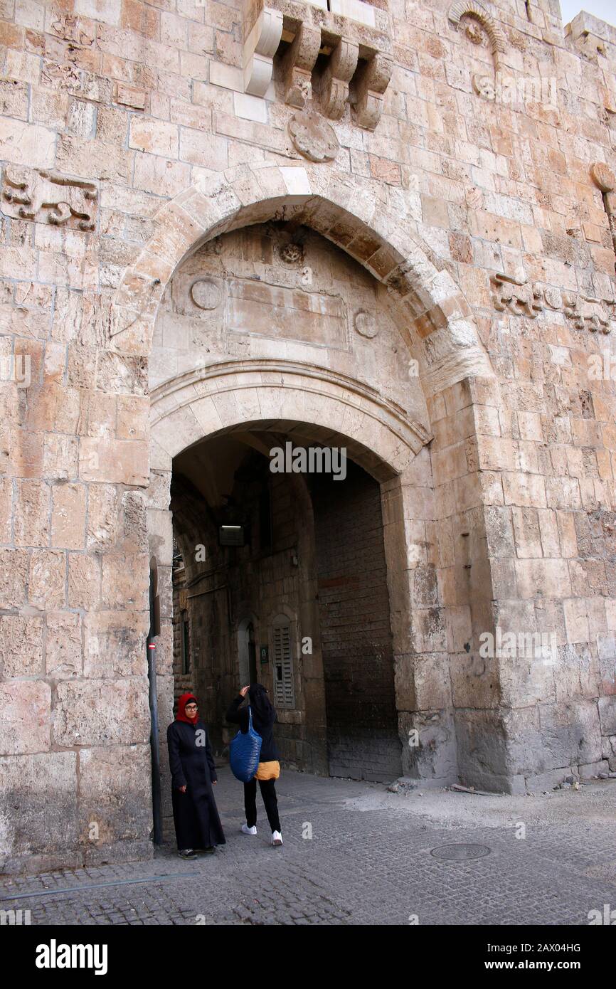Impressionen: Loewentor, Lions Gate,  Altstadt, Jerusalem, Israel (nur fuer redaktionelle Verwendung. Keine Werbung. Referenzdatenbank: http://www.360 Stock Photo