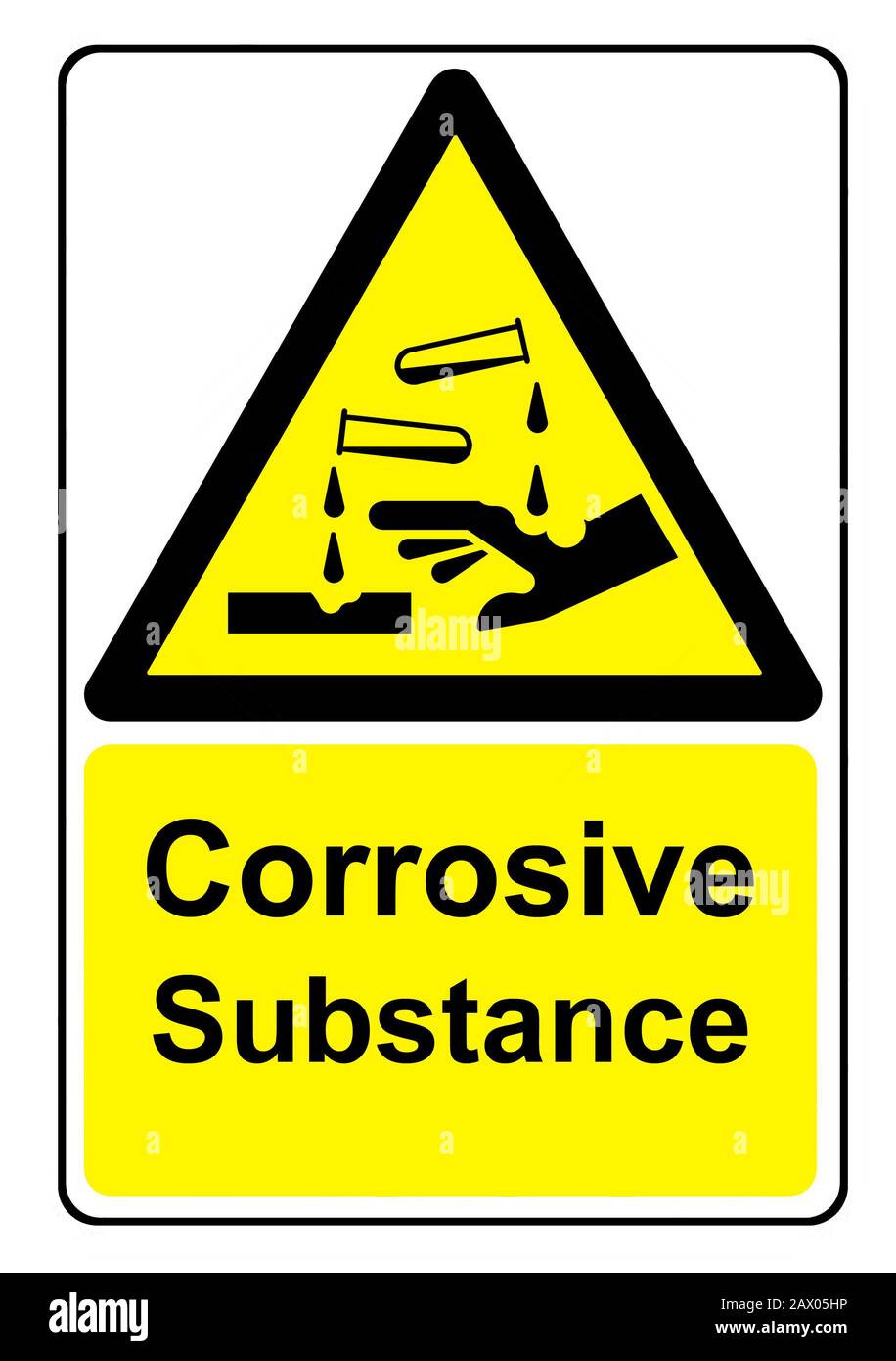 pics Corrosiveness Sign https www alamy com corrosive substance yellow warning sign image342982466 html