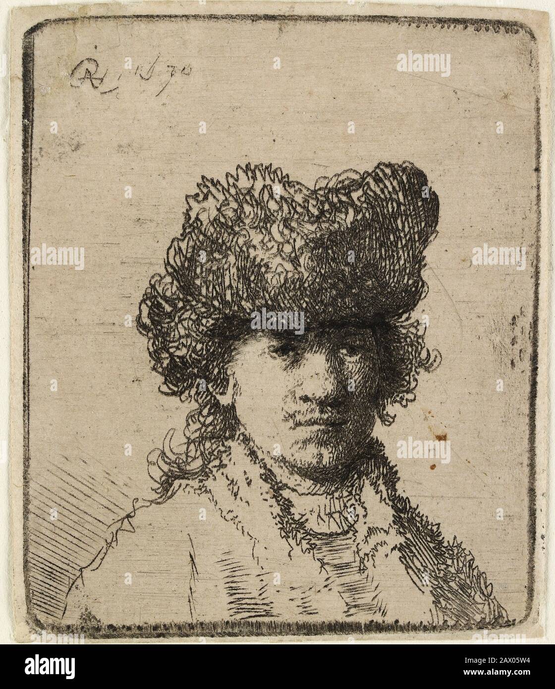 Selfportrait in a fur cap bust, 1630 Stock Photo Alamy