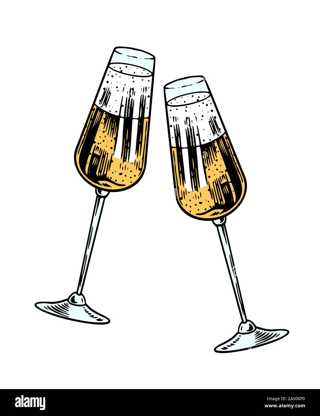 Pair Of Champagne Glasses Holiday Toast Stock Illustration