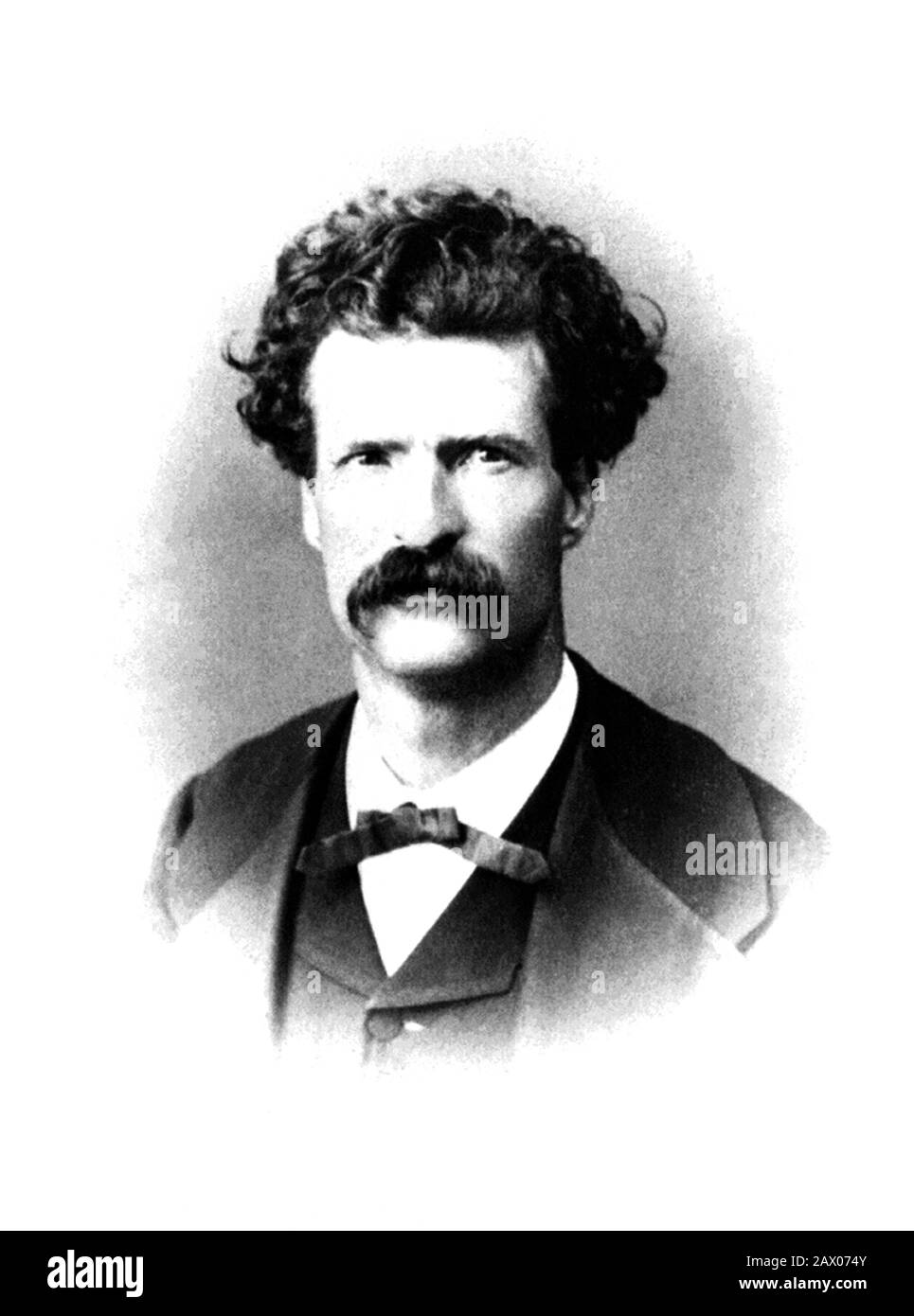 Vintage portrait photo of American writer and humourist Samuel Langhorne Clemens (1835 – 1910), better known by his pen name of Mark Twain. Photo taken in Constantinople in September 1867 by Abdullah Frères, official photographers to the Sultan of Turkey. Stock Photo