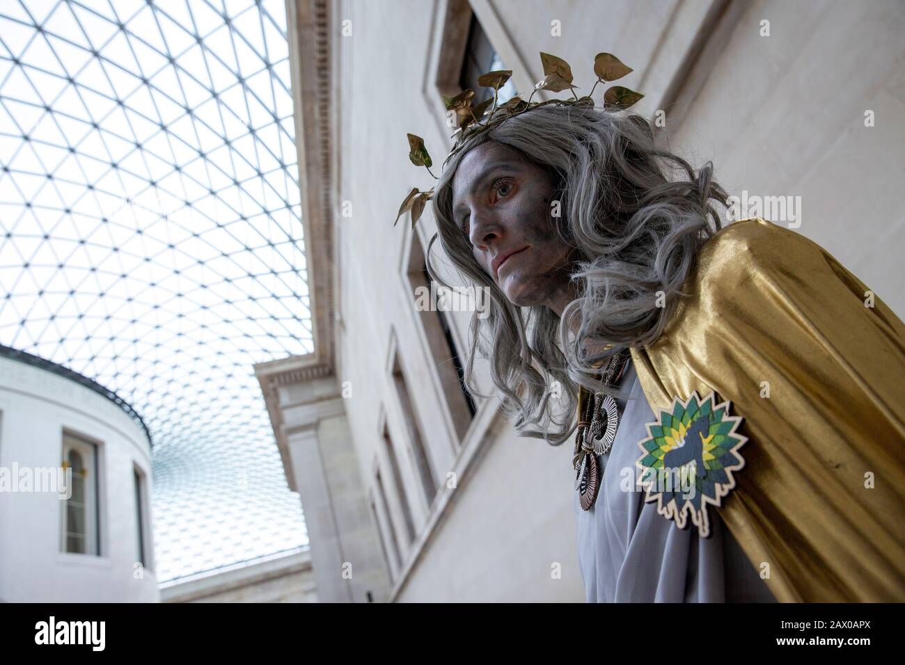 'BP Must Fall' demonstration at the British Museum against BP's continuing investment in fossil fuels, 18th of February 2020, Lonon, UK Stock Photo