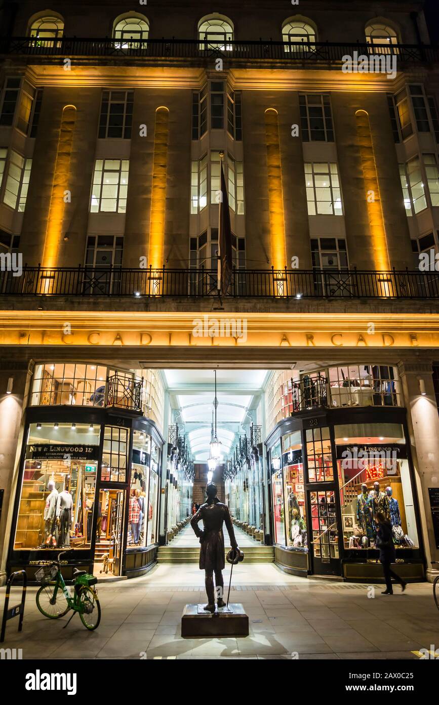 Piccadilly Arcade, a famous landmark that runs between Piccadilly and Jermyn Street, opened in 1909, and designated a Grade II listed building. It com Stock Photo