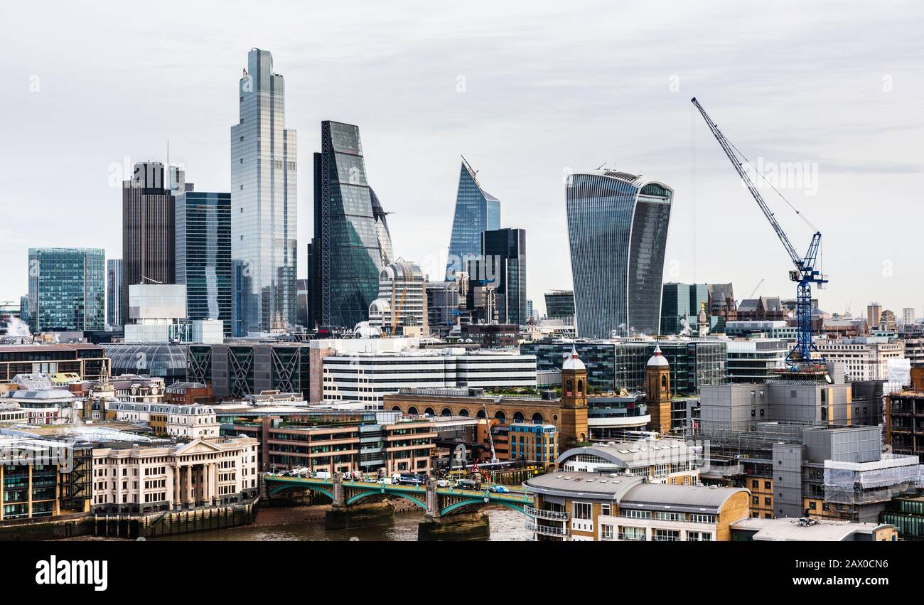London skyline featuring the Walkie Talkie building Stock Photo