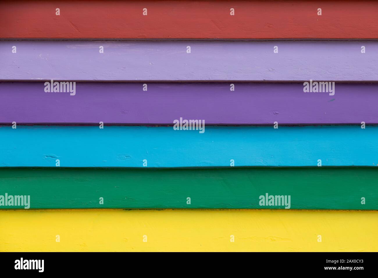 multi coloured rainbow weather boards close up texture background Stock Photo