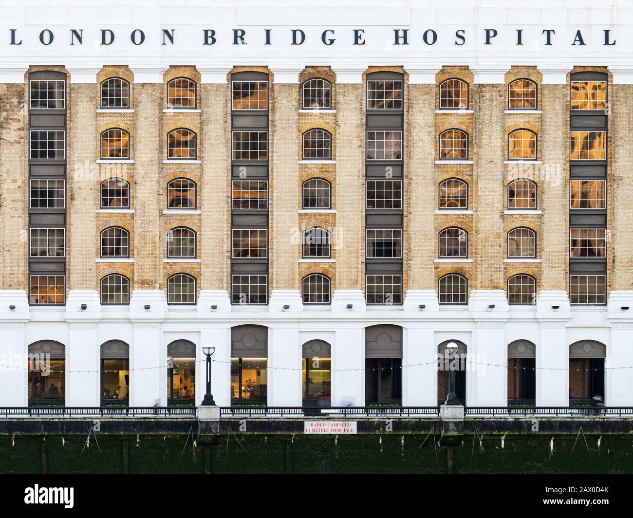 London Bridge Hospital on the Thames in London Stock Photo