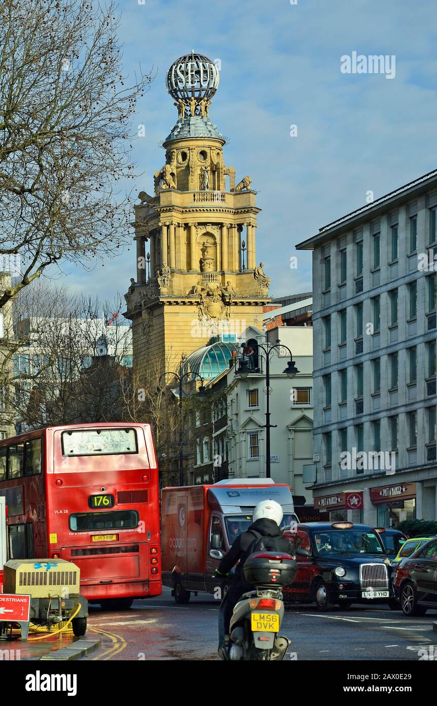 London, United Kingdom - January 19th 2016: Unidentified people, traffic and English National Opera Stock Photo