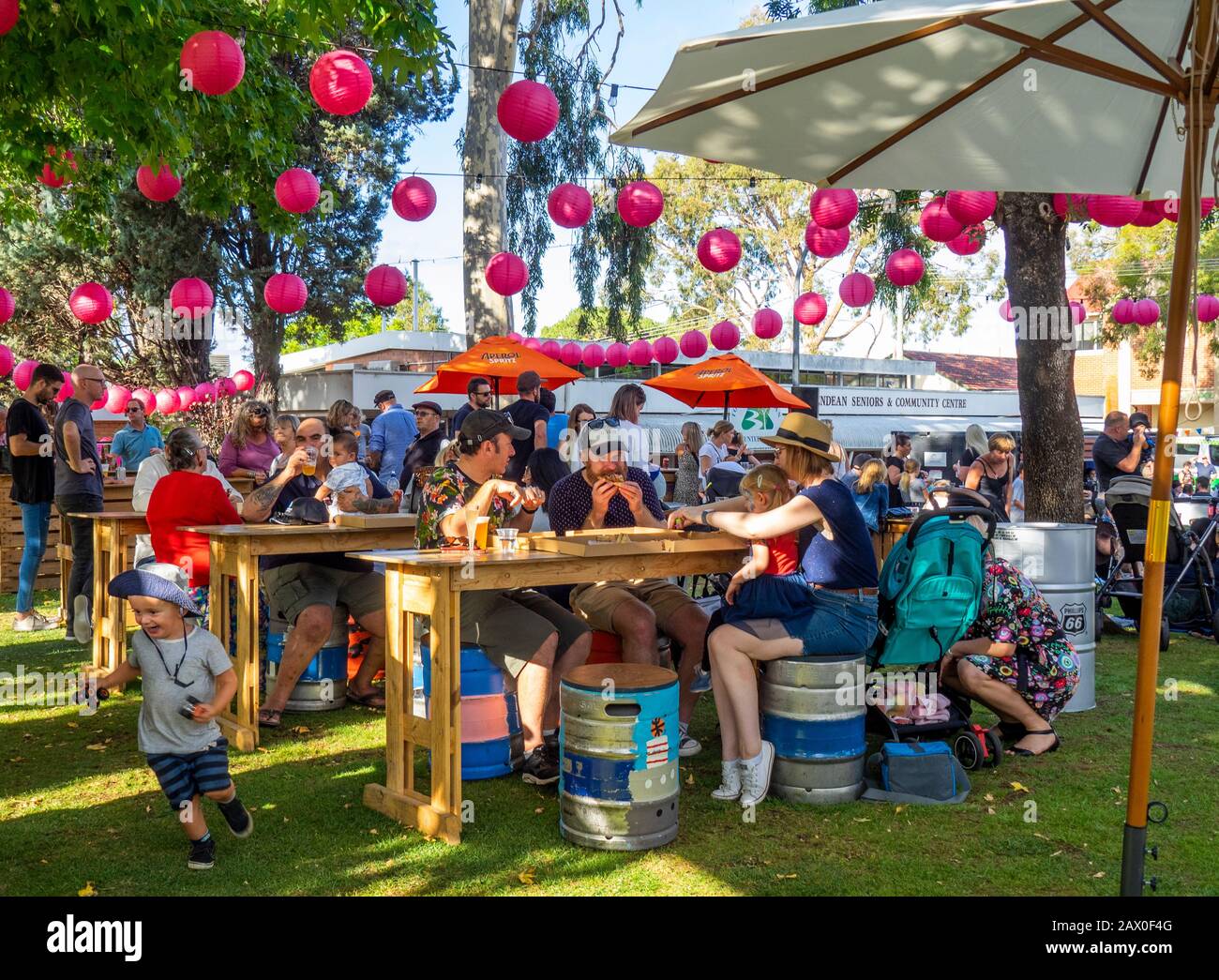 People at Little Italy Street Festival Extravaganza Perth Fringe World 2020 Bassendean WA Australia Stock Photo