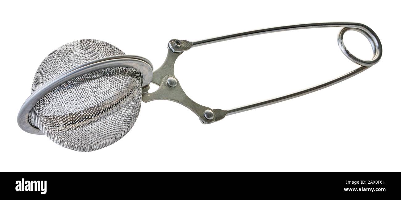 new tea strainer on a white isolated background Stock Photo