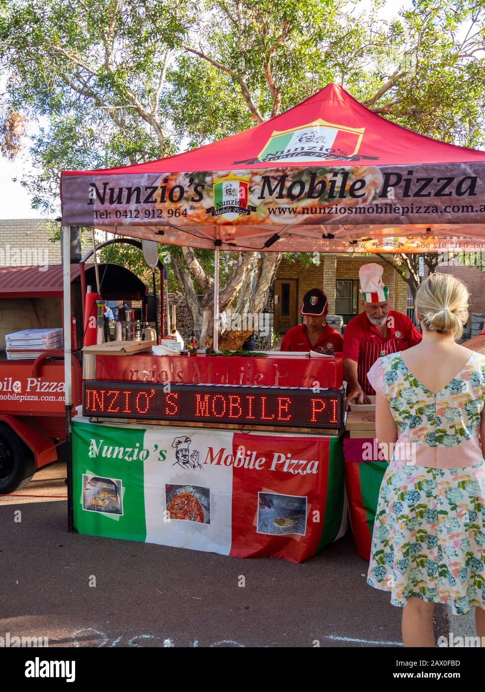 Nunzio renown pizza maker at Little Italy Street Festival Extravaganza Perth Fringe World 2020 Bassendean WA Australia Stock Photo