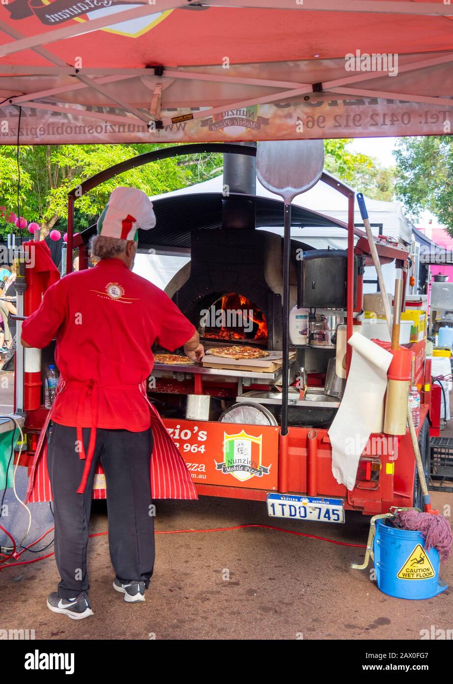 Nunzio renown pizza maker at Little Italy Street Festival Extravaganza Perth Fringe World 2020 Bassendean WA Australia Stock Photo