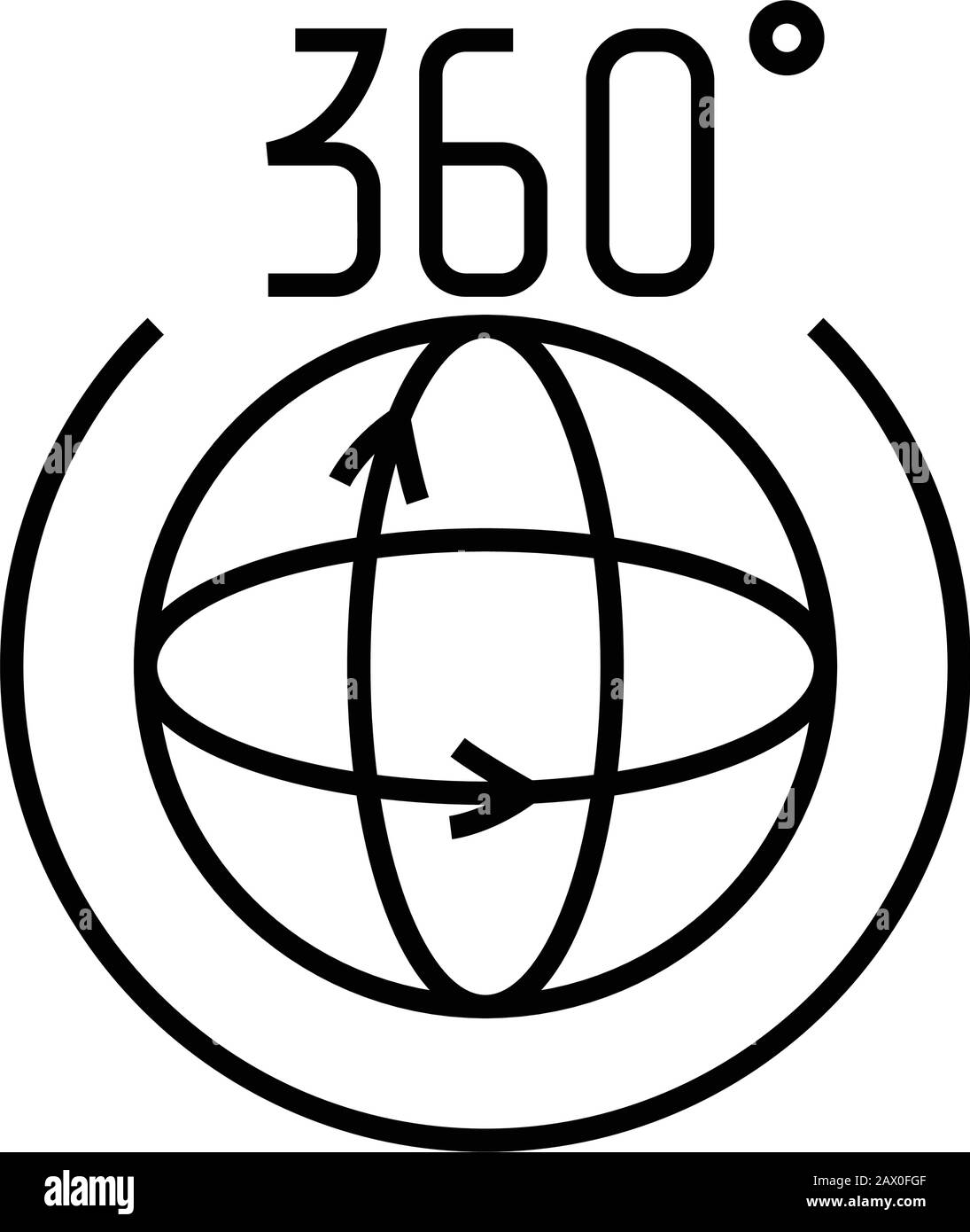 360 degree line icon. 360 degree concept outline vector, symbol, sign, linear illustration. Stock Vector