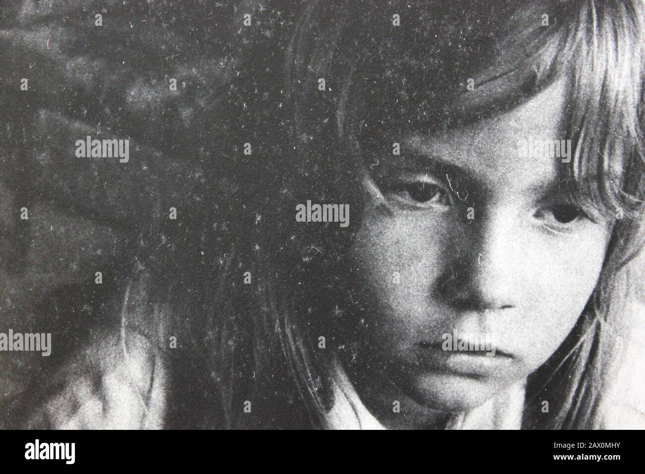 Fine 1970s black and white vintage photography of young blond girl