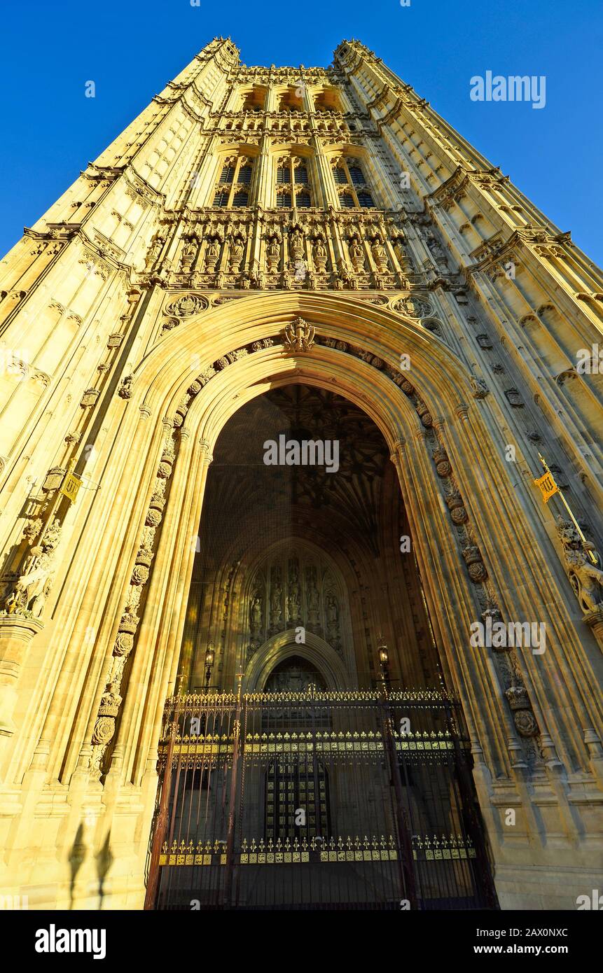 Great Britain, London, Houses of Parliament, Victoria Tower Stock Photo