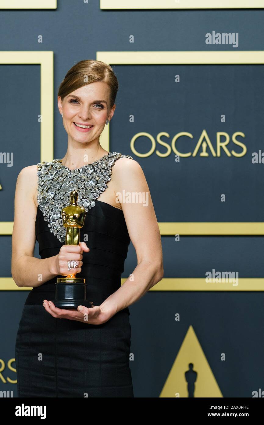 Hollywood, California, USA. 9th Feb, 2020. Dolby Theatre at the Hollywood & Highland Center, Hollywood, UK. 9th Feb, 2020. Hildur Guðnadóttir poses with the Oscar for Music (Original Score) in the film Joker during the the 92nd Academy Awards, 2020 . Picture by Credit: Julie Edwards/Alamy Live News Stock Photo