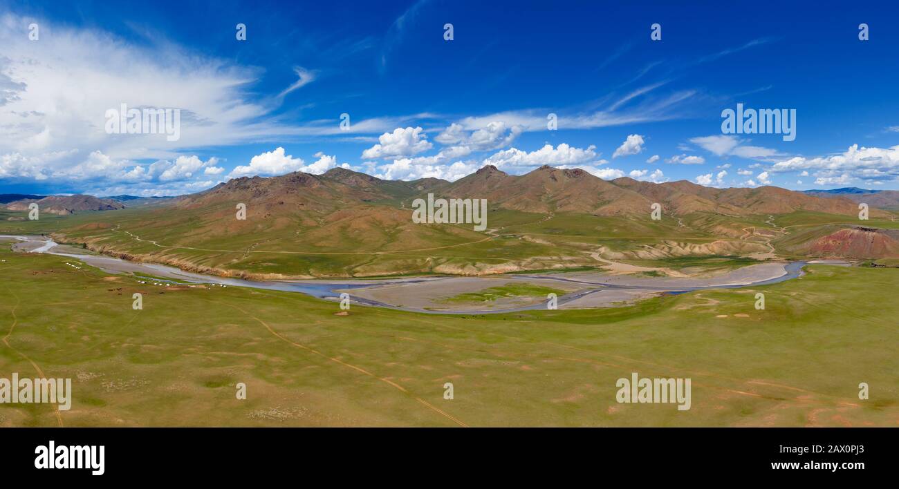 Aerial view of Orkhon valley Mongolia Stock Photo - Alamy