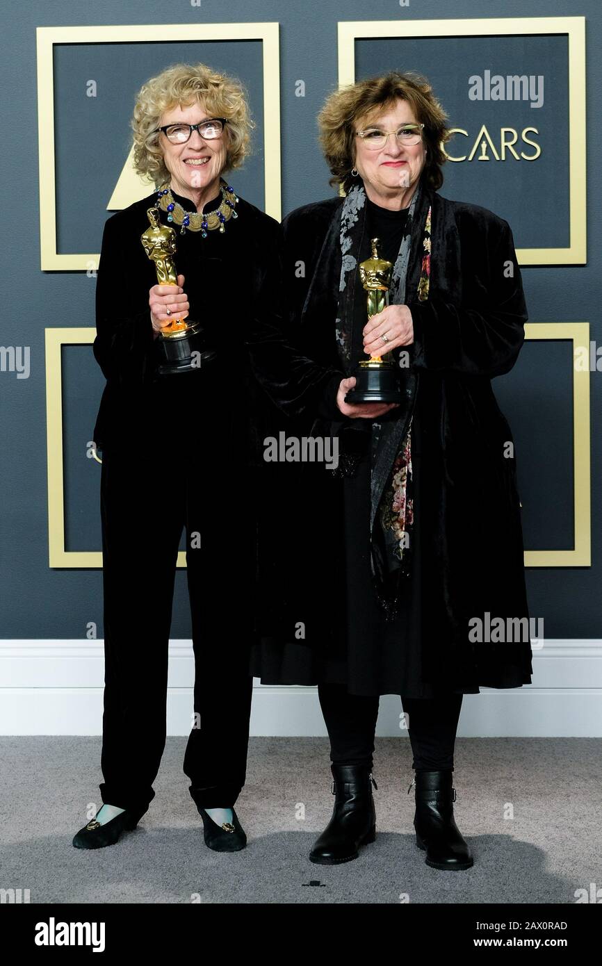 Hollywood, California, USA. 9th Feb, 2020. Dolby Theatre at the Hollywood & Highland Center, Hollywood, UK. 9th Feb, 2020. Nancy Haigh and Barbara Ling poses with the Oscar for Production Design in the film Once Upon A Time.In Hollywood during the the 92nd Academy Awards, 2020 . Picture by Credit: Julie Edwards/Alamy Live News Stock Photo