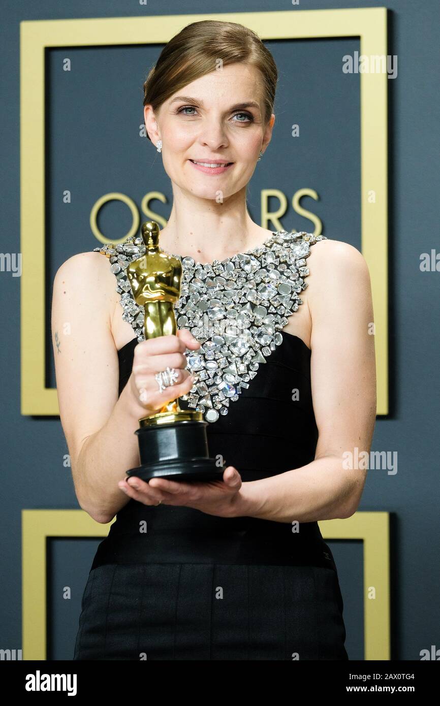 Hollywood, California, USA. 9th Feb, 2020. Dolby Theatre at the Hollywood & Highland Center, Hollywood, UK. 9th Feb, 2020. Hildur Guðnadóttir poses with the Oscar for Music (Original Score) in the film Joker during the the 92nd Academy Awards, 2020 . Picture by Credit: Julie Edwards/Alamy Live News Stock Photo