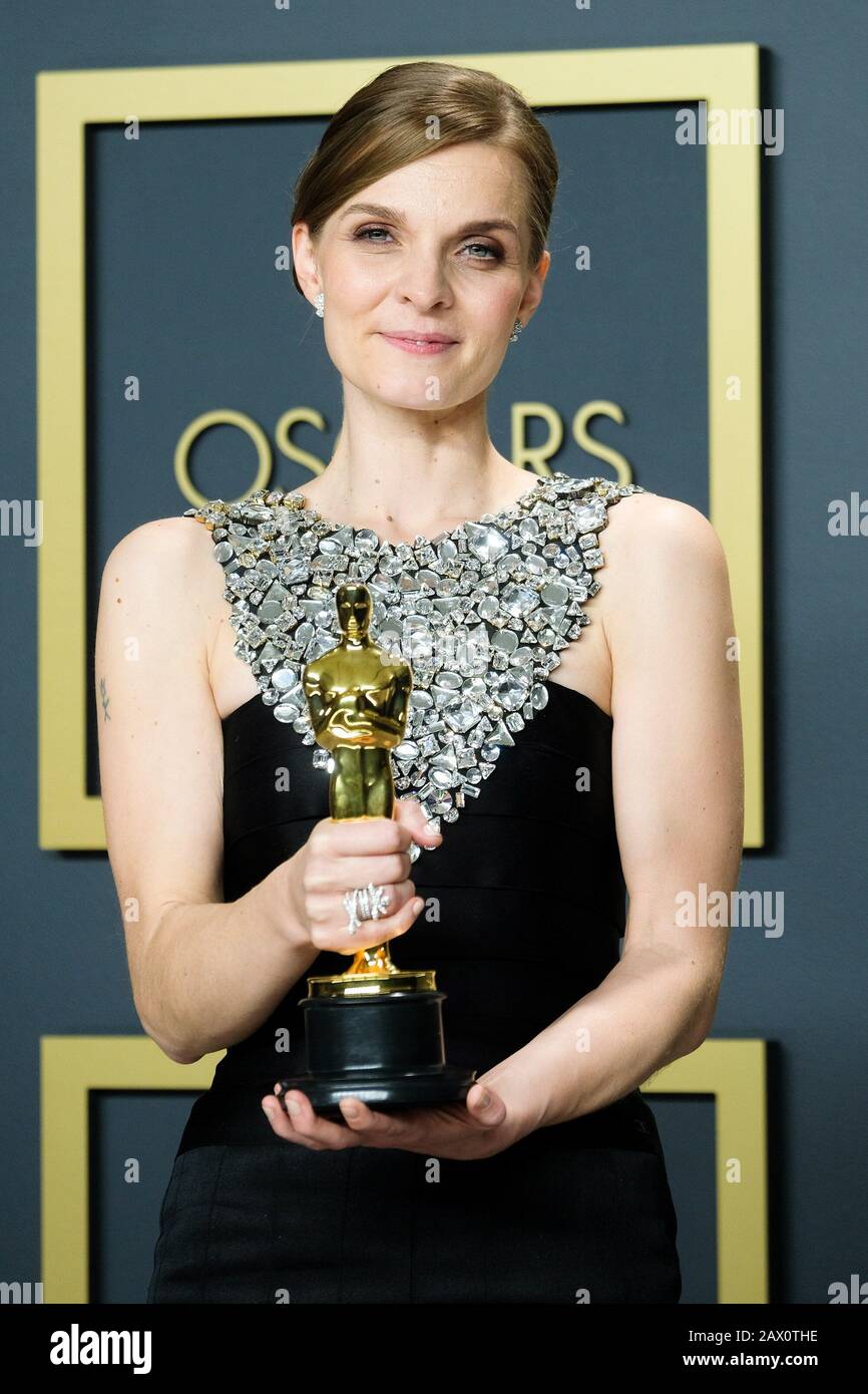 Hollywood, California, USA. 9th Feb, 2020. Dolby Theatre at the Hollywood & Highland Center, Hollywood, UK. 9th Feb, 2020. Hildur Guðnadóttir poses with the Oscar for Music (Original Score) in the film Joker during the the 92nd Academy Awards, 2020 . Picture by Credit: Julie Edwards/Alamy Live News Stock Photo