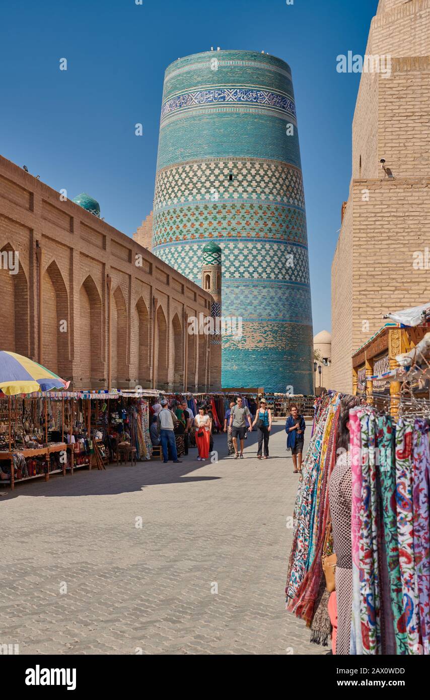 Kalta Minor Minaret, Itchan-Kala, Khiva, Uzbekistan, Central Asia Stock Photo
