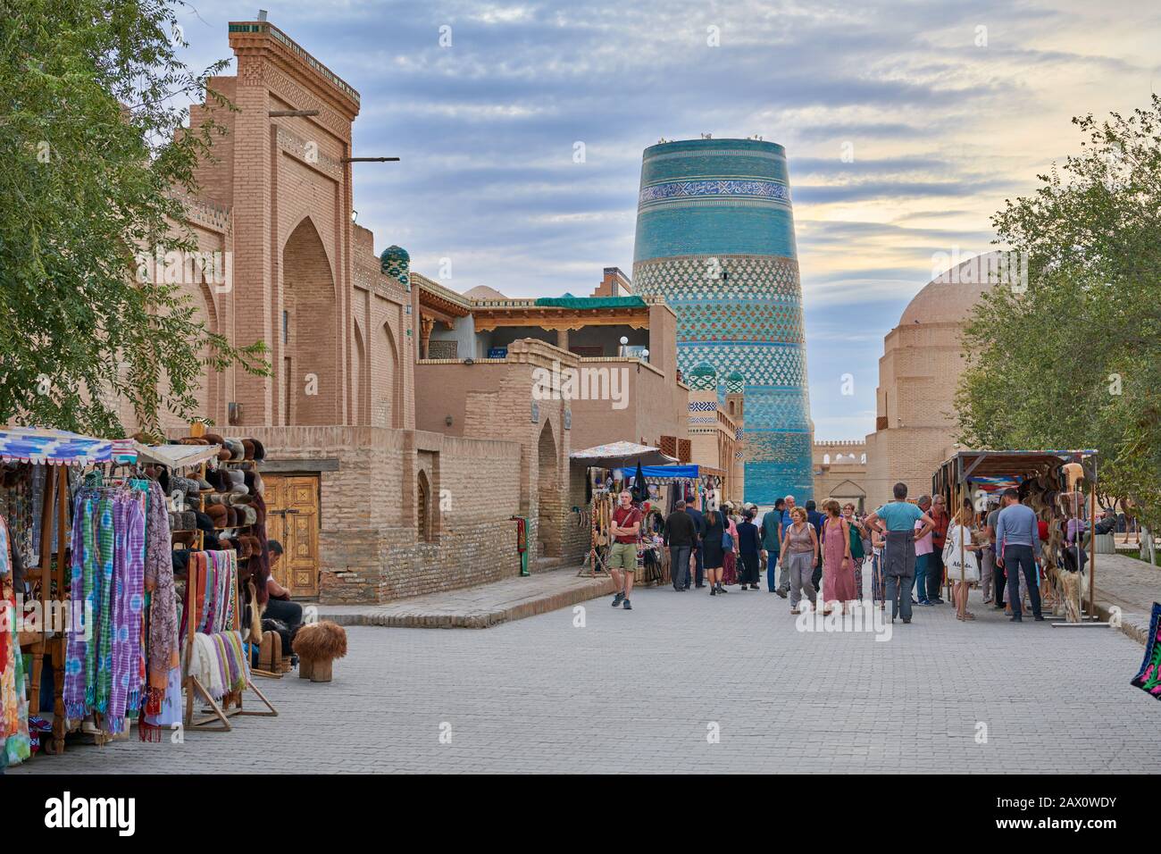 Kalta Minor Minaret, Itchan-Kala, Khiva, Uzbekistan, Central Asia Stock Photo